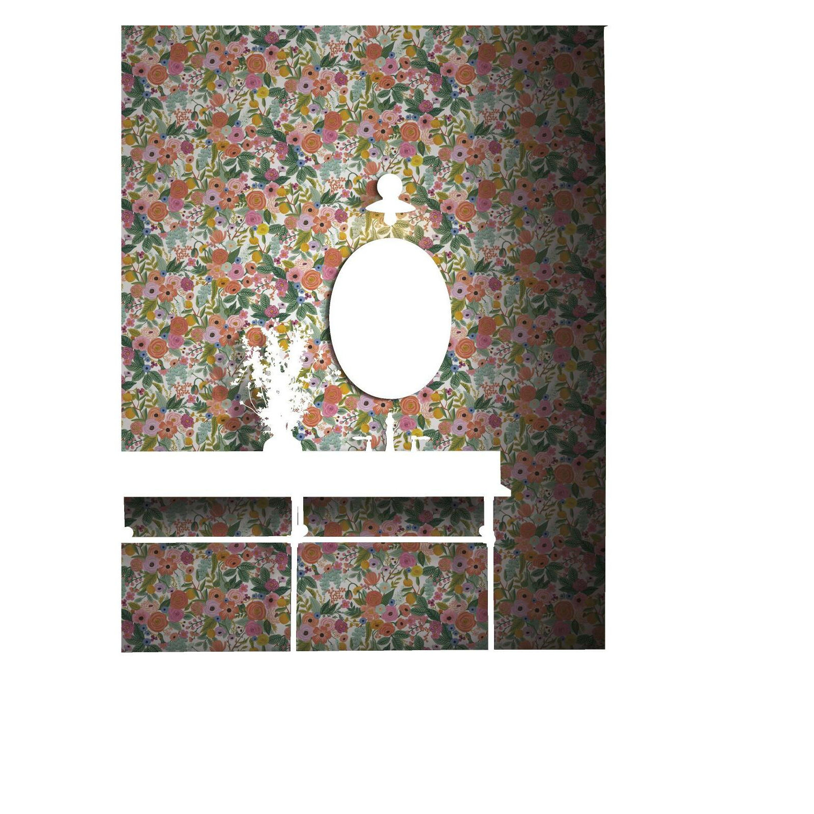 Garden Party 20' L x 27" W Peel and Stick Wallpaper Roll, Rose