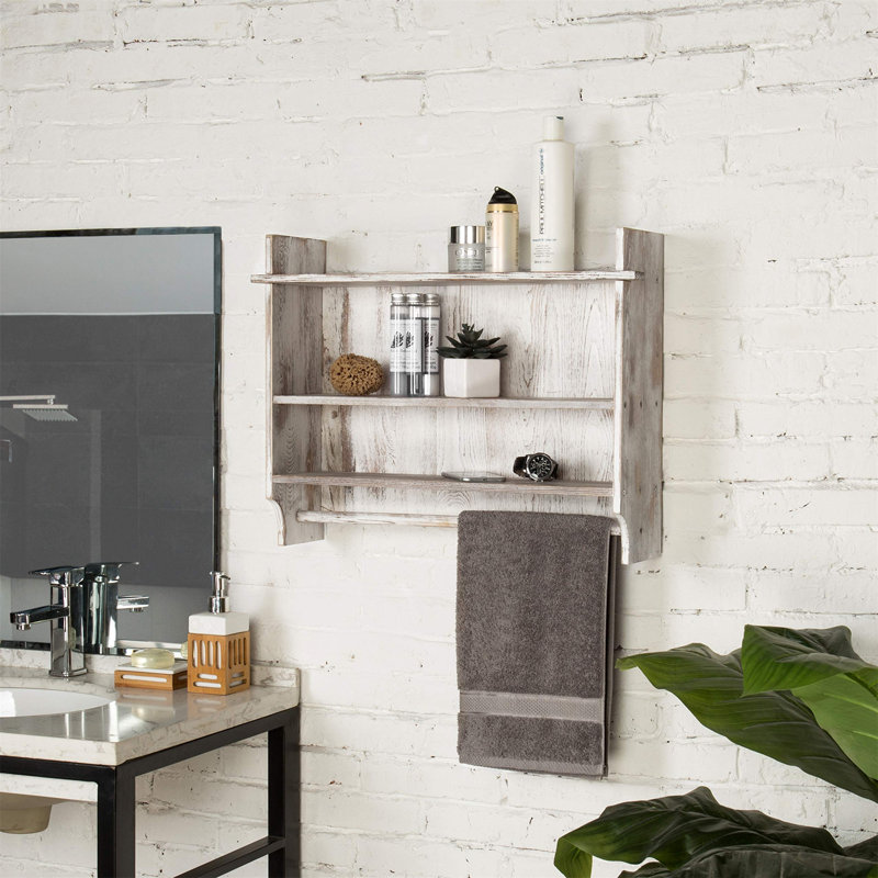 Byromville Solid Wood Wall Mounted Bathroom Shelves, White