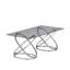 Table basse 31,50 "en verre rectangulaire moderne avec cadres en forme d'anneau, finition chromée et verre trempé gris, centre de table luxueux pour le salon, la chambre à coucher et le bureau, argent-129764132-129764134