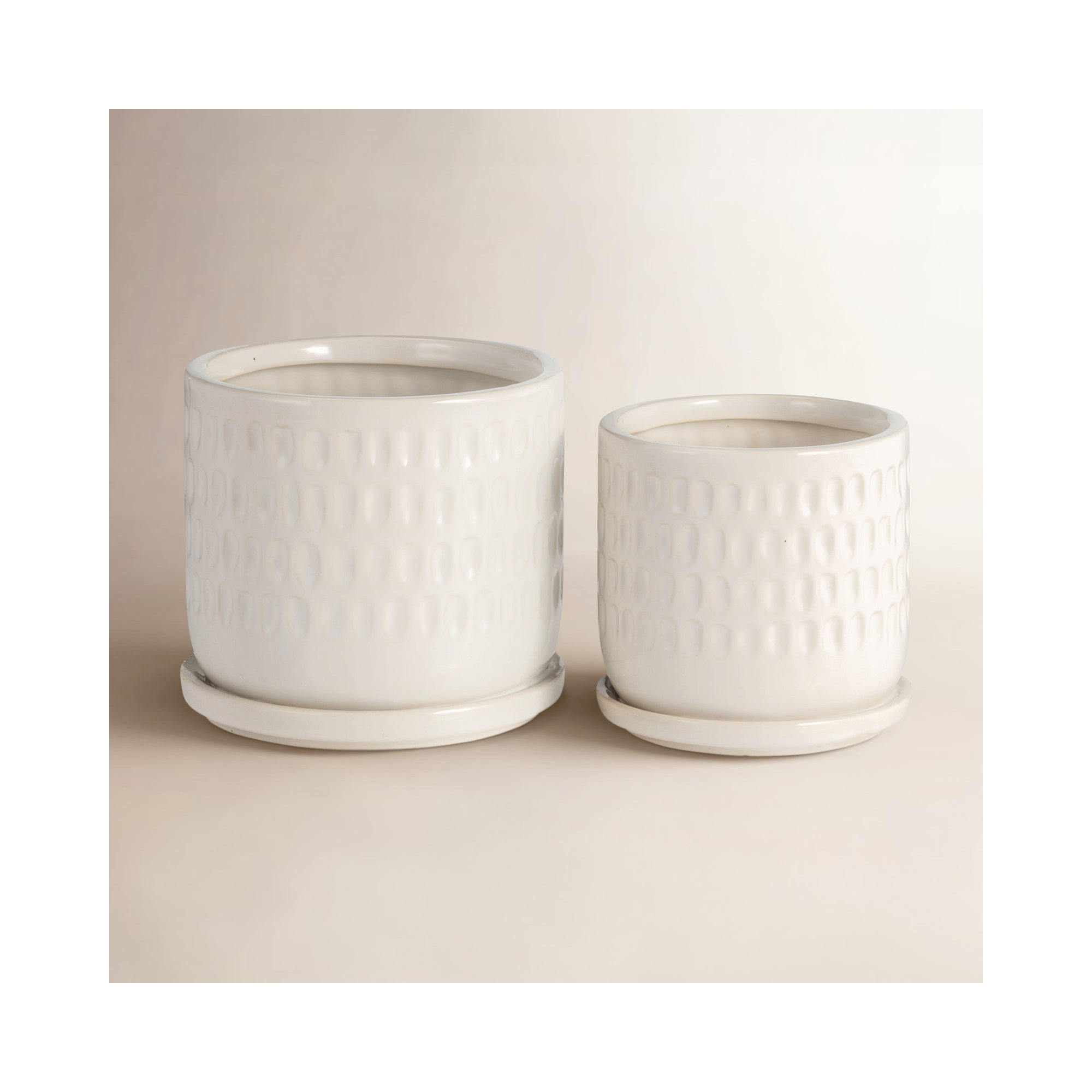 Ceramic Pot Planter - Set of 2, White