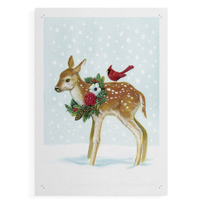 Winter Woodland Creatures with Cardinals II -Canvas Print Only - NOT FRAMED