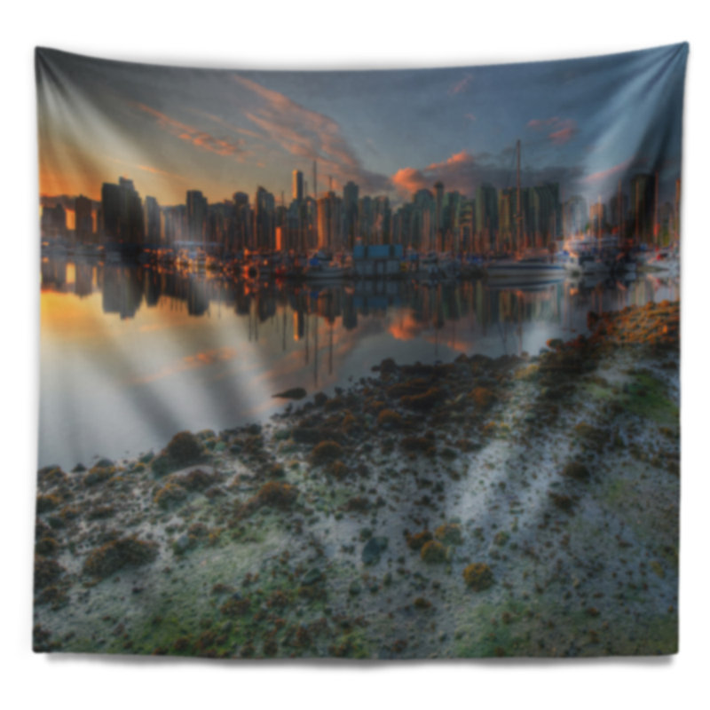 Bord de mer magnifique au lever du soleil au centre-ville de Vancouver, H 32 po x l 39 po