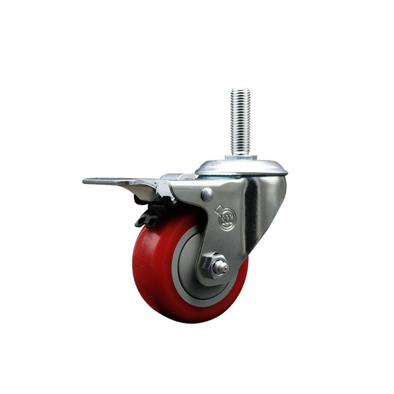 Poly roue pivotante 3/4 pouces fileté tige totale frein de verrouillage