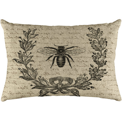 French Bee Rectangular Linen Lumbar Pillow