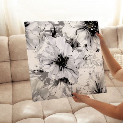 Floral Black & White Flowers IV Modern Unframed Art Print