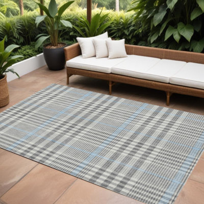 Tapis intérieur lavable à carreaux gris 8 pi x 10 pi