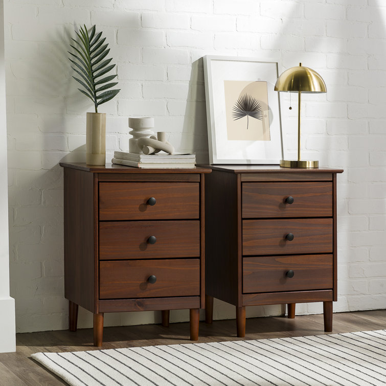 Lafever Mid-Century Modern Minimalist 3-Drawer Solid Wood Nightstands