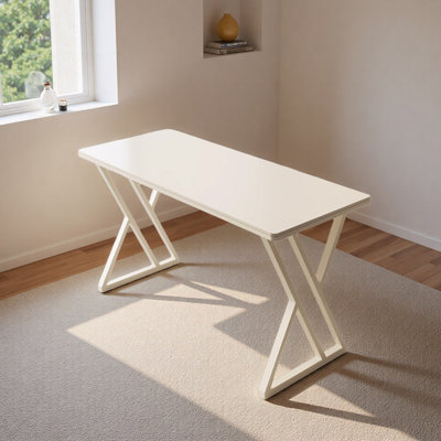 Modern Creamy Style Rock Slab Writing Desk
