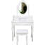 Coiffeuse blanche avec miroir pivotant à 360°, 4 tiroirs de rangement, tabouret confortable, montage facile, idéale pour le maquillage et les soins du visage. Spacieuse et rembourrée.