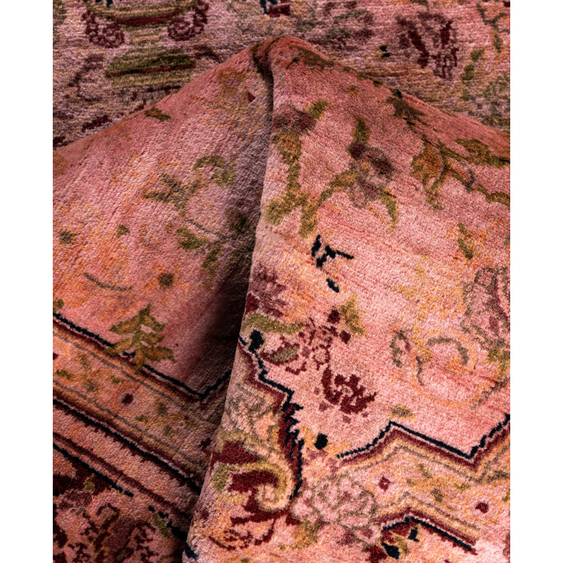 Overdyed Hand-Knotted Wool Modern-Contemporary Pink Area Rug 3' 1" x 5' 5"