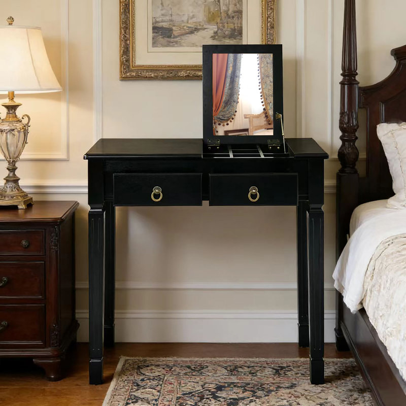 Dressing Table with Mirror, Black