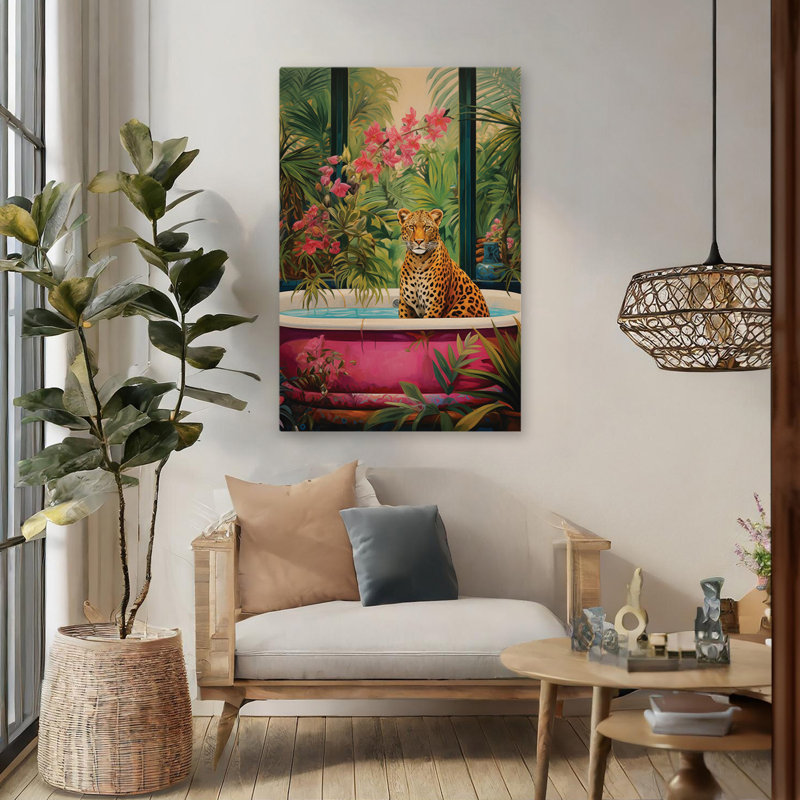 Art de baignoire guépard - Tropical Leopard, H 48 po x l 32 po