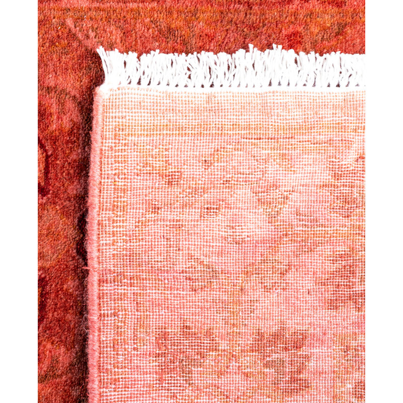 Overdyed Hand-Knotted Wool Modern-Contemporary Pink Runner 2' 6" x 12' 3"