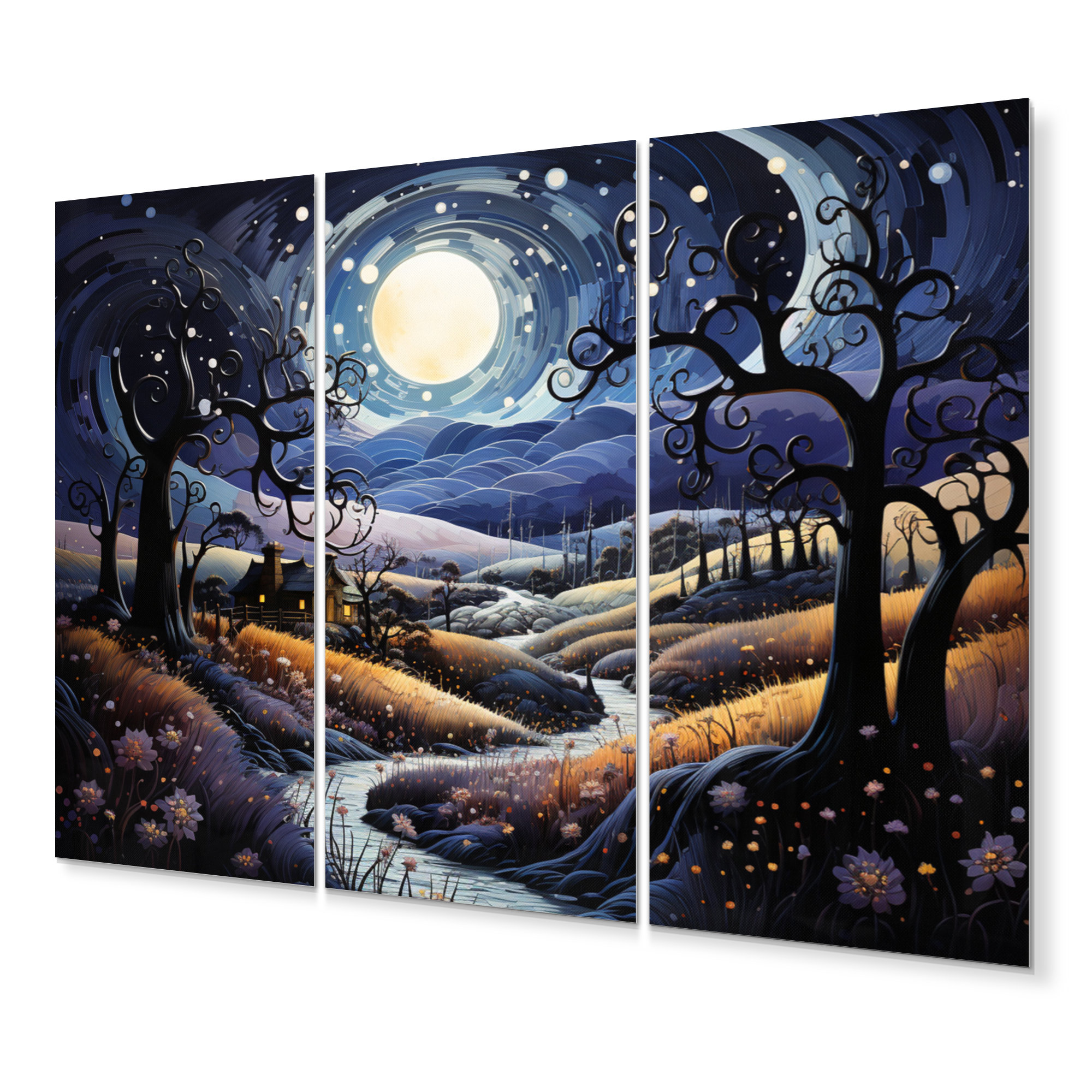 DesignArt Countryside Nightfall Patchwork Landscape II - Landscapes ...