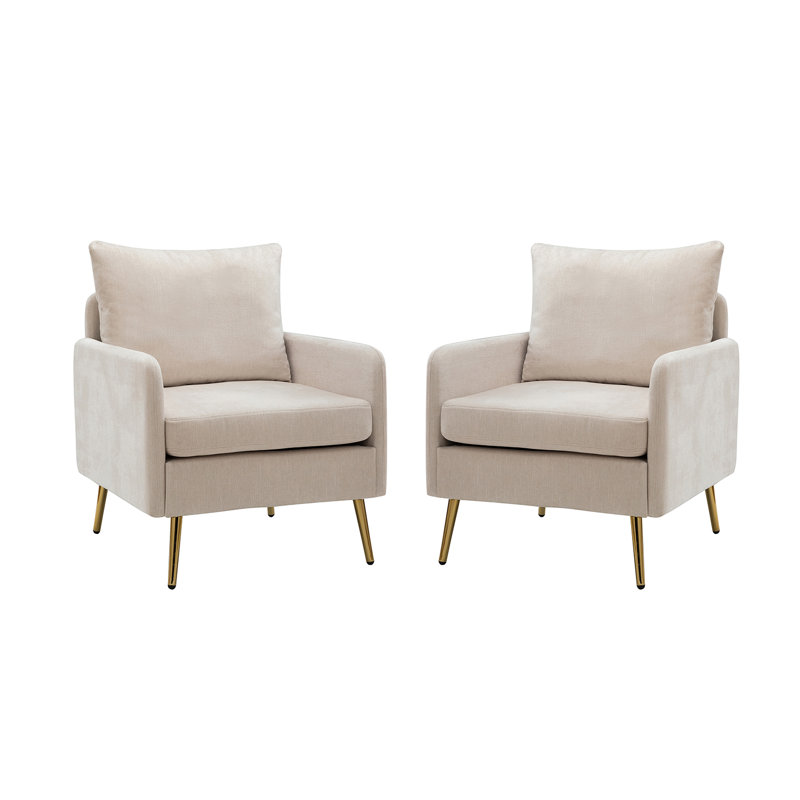 Werner 27.3" W Polyester Armchair, Ivory Polyester