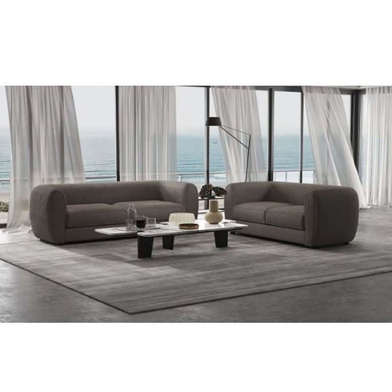 Canapé à accoudoirs arrondis 86,5 po Arjen, Gris anthracite bouclé