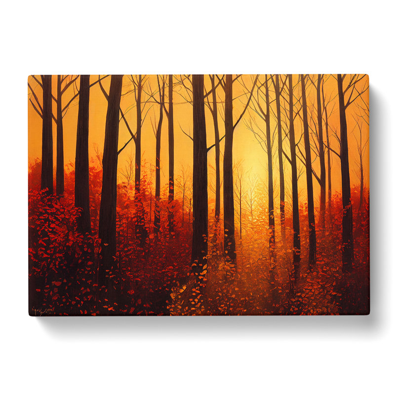 Autumn Forest At Sunset Vol.1 - Wrapped Canvas Painting, 35cm H x 50cm W x 3cm D