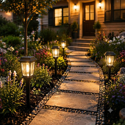 12-Pack Modern Solar Path Lights with Automatic On/Off, Waterproof 3000K Warm White Outdoor Lighting for Yard, Landscape, Walkway and Driveway Decor