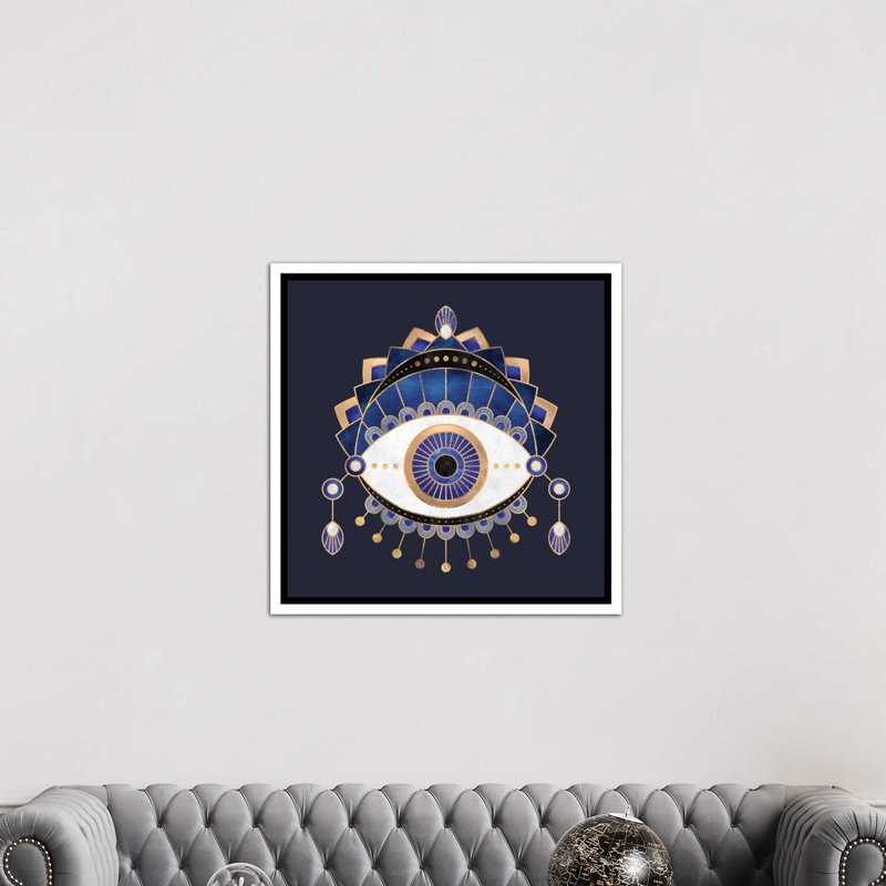 «Blue Eye» par Elisabeth Fredriksson - impression d'art graphique, Toile blanche encadrée, H 26 po x l 26 po x P 1,5 po