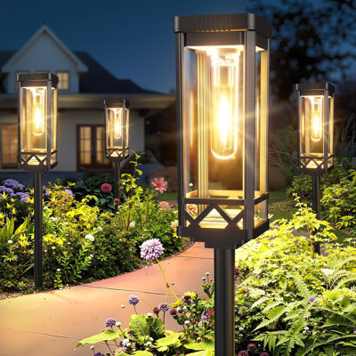 2x Bigger Solar Pathway Lights Outdoor, Upgraded Brighter Solar Garden Lights Solar Powered, Over 12 Hours Outdoor Solar Lights For Yard Landscape Lighting Path Walkway Driveway Sidewalk
