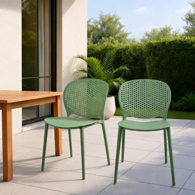 Set Of 2 Modern Plastic Pool Side Armless Dining Chair