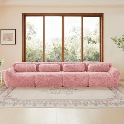 149'' Soft And Fluffy Plush Fabric Sofa with Ergonomic Design