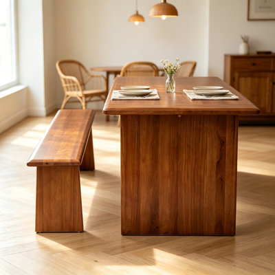 Solid Wood Dining Table Set with Bench