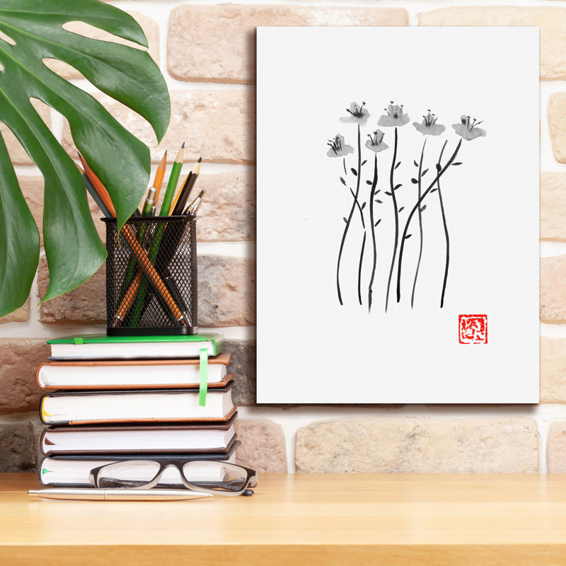 «Tiges De Sakura» par Pechane, art mural sur toile, H 16 po x l 12 po x P 0,75 po
