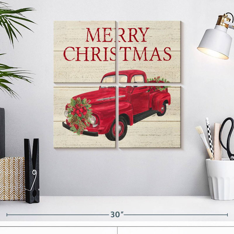 Lelend Home For The Holiday - Camion rouge, H 18 po x l 18 po