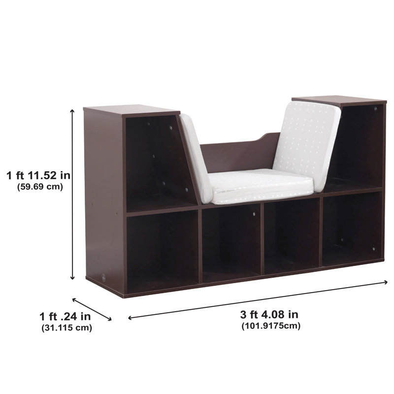 Bookcase with Reading Nook, 6 Shelves, Espresso
