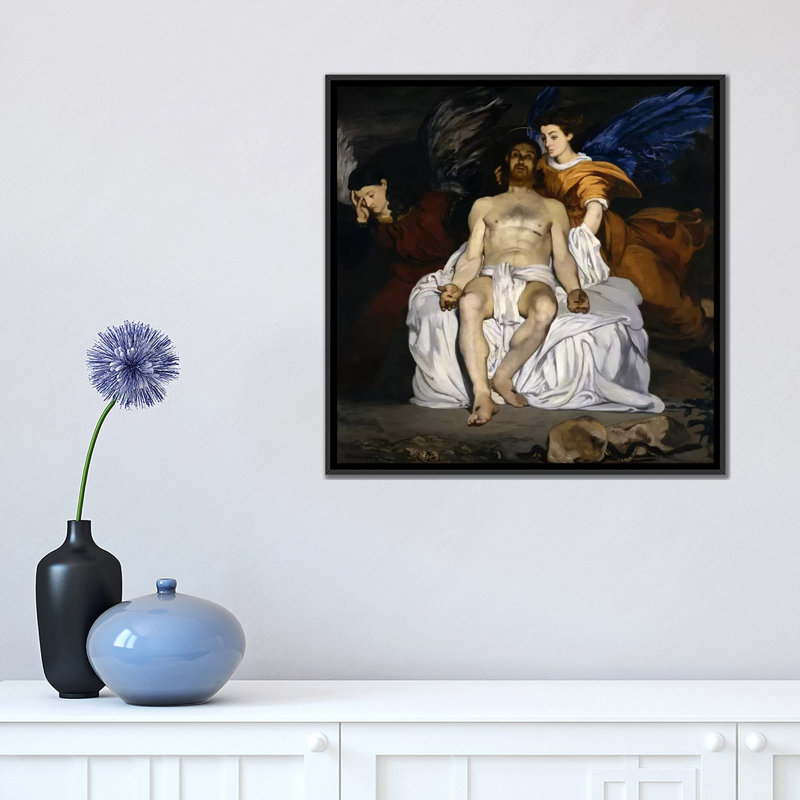 Reproduction d'art sur toile, "Le Christ mort avec les anges" par Edward Manet, H 18 po x l 18 po x P 1,5 po, Pas de tapis