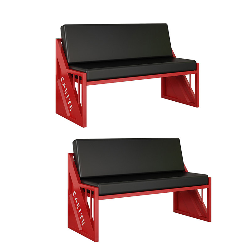 Banc rembourré en similicuir, Rouge