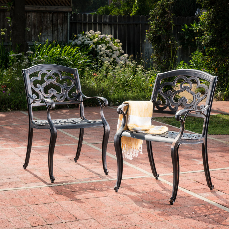 2Pcs Copper Cast Aluminum Patio Seating Chairs - Detachable Back Of 2, Finish, Rust-, Comfortable Seat, Cloud-Like