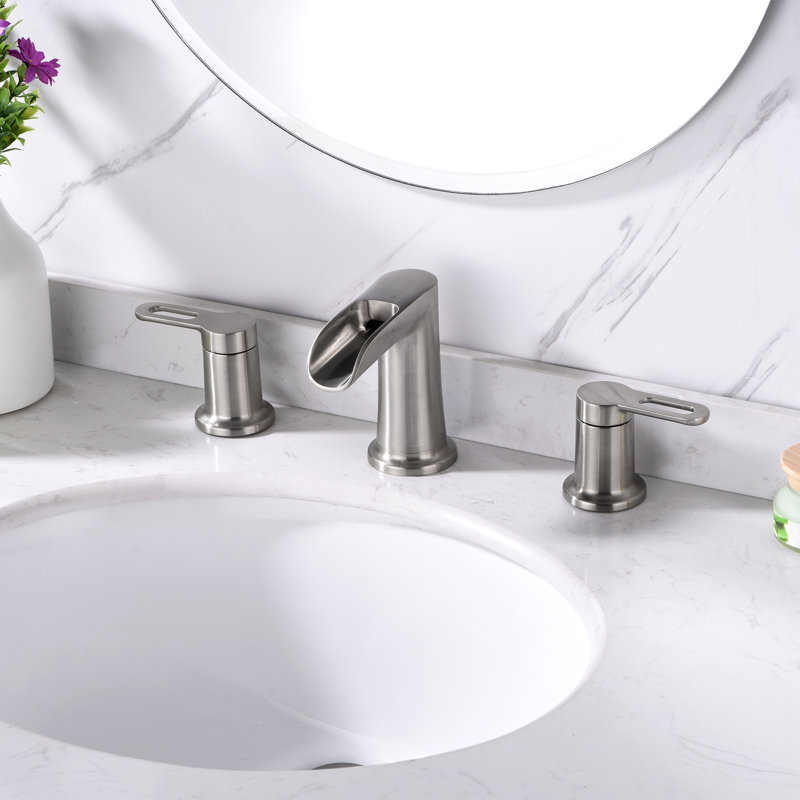 Widespread Bathroom Faucet with Drain Assembly, Brushed Nickel