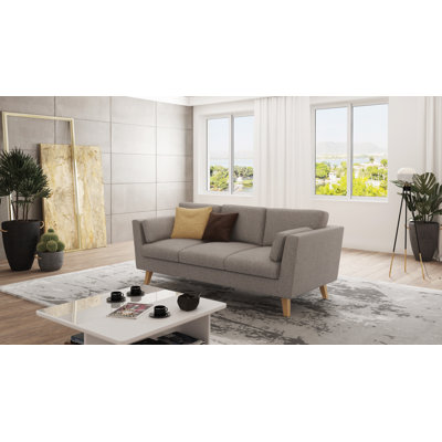 Sofa 3 Seater with Wooden Legs In Scandinavian Style 