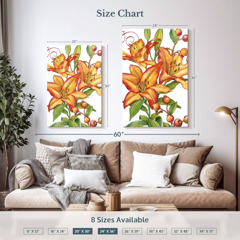 Harnek fleurs et baies Lillies, H 36 po x l 24 po