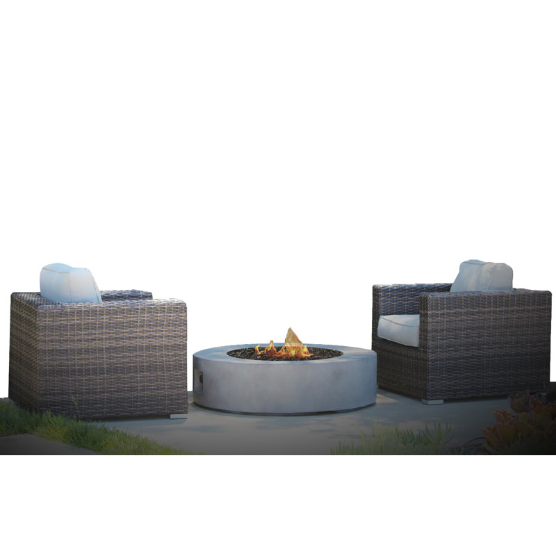 Spandan Fully Assembled 2 - Person Seating Group with Cushions, Natural Concrete, 42” L x 42” W x 12" H
