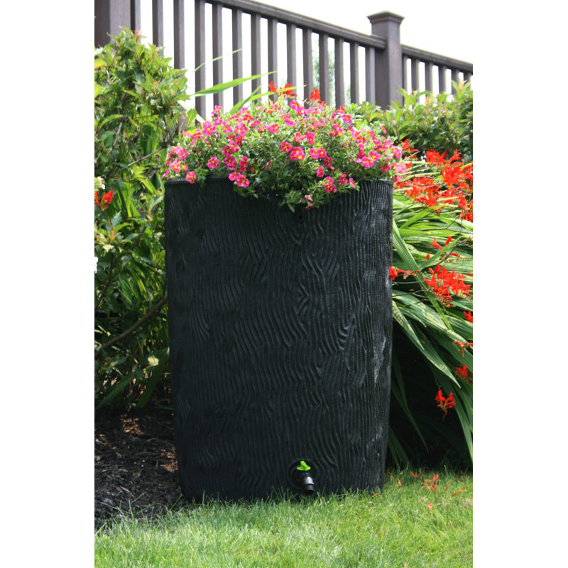 Eco Bark Black 50 Gallon Recycled Plastic Rain Barrel