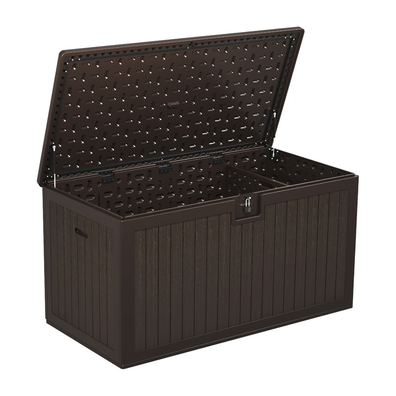 Edrosie Inc 63'' W 230 Gallons Water Resistant Resin Lockable Deck Box, Coffee