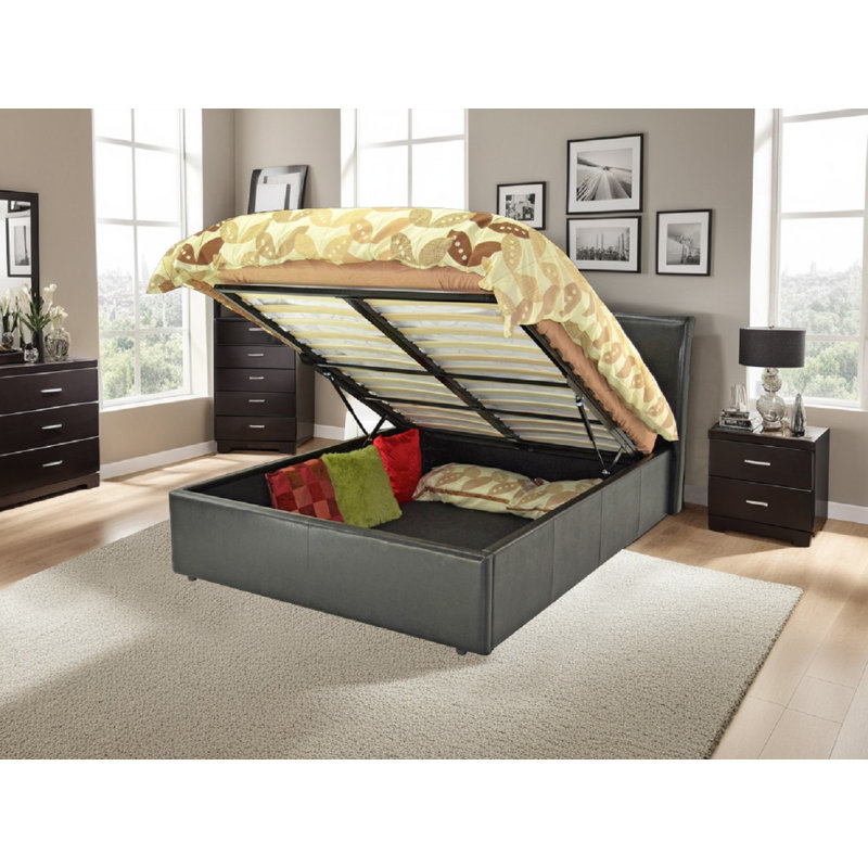 Hartfield Upholstered Ottoman Storage Bed, Double (4'6), Dark Brown