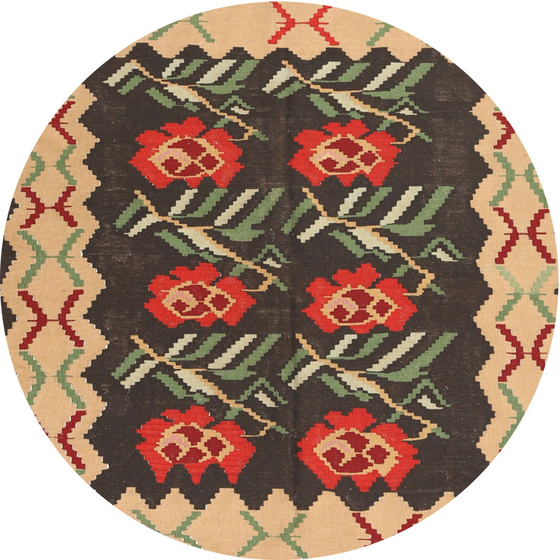 Tapis rouge / beige Veana, Rond 3 pi
