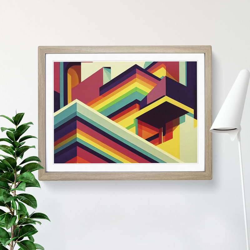 Extraordinary Modern Abstract - Single Picture Frame Painting, 34cm H x 46cm W x 2cm D, Oak
