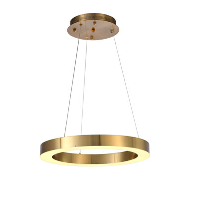 Modern 1 Light LED Gold Round Chandelier
