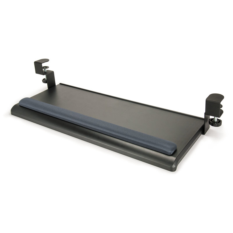 Adjustable Black Metal Desk Clamp Keyboard Tray with Gel Wrist Rest