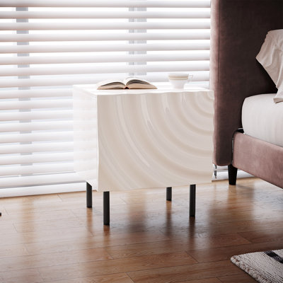 Table de chevet moderne avec rangement, blanc crème