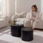 Ensemble de 2 tables basses gigognes, table basse ronde moderne avec pieds antidérapants, table d'appoint en bois pour salon, chambre à coucher, bureau, balcon, terrasse, petit espace, sans assemblage, noir mat