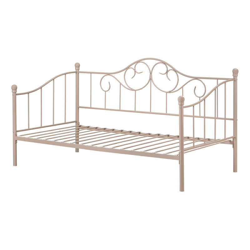Twin Pink Metal Princess Daybed with Slats