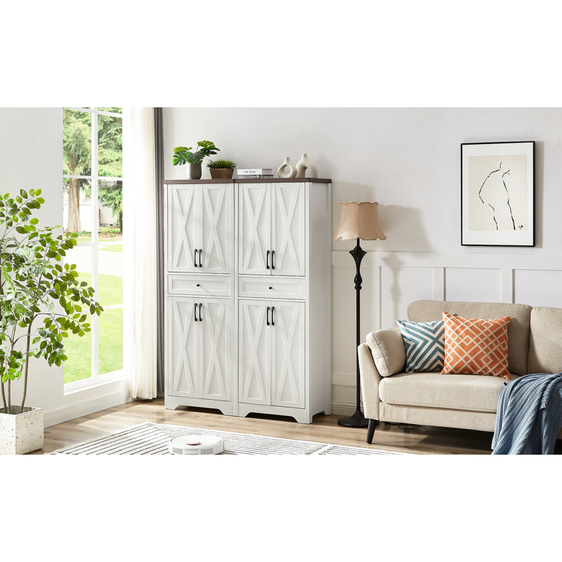 68 po. Meuble de rangement multifonctionnel pour salle de bain 68 po. L 23,7 po x l 15,0 po. H 68 po. Configuration blanc et noyer. Conçu pour les écrans de 60 à 69 pouces. Créé par panneau de particules +