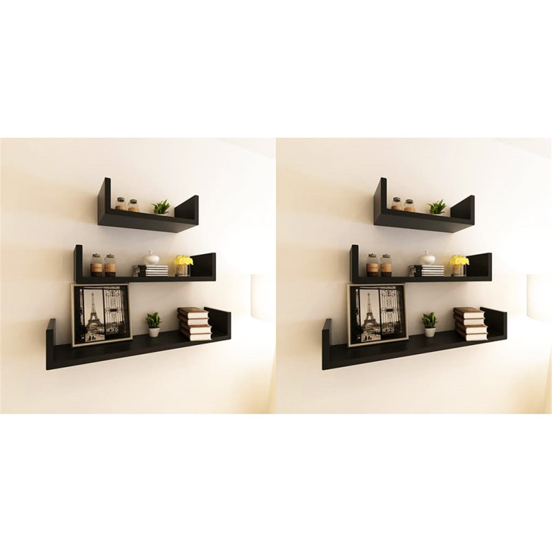Jaquory 6 -Piece Floating Shelf, Black