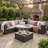 7-Piece Outdoor Wicker Sectional Sofa Set, Rattan Patio Conversation Sectional Sofa Set with Colorful Pillows for Patio, Garden, Deck-414801873